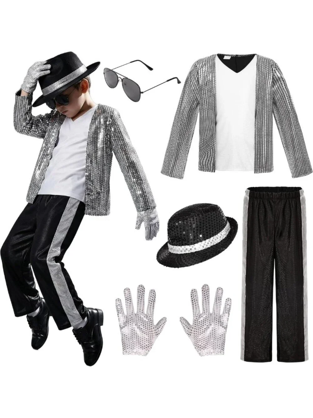 Kids 80s 90s Hip Hop Dance Costume - Boys' Halloween Cosplay Stage Outfit